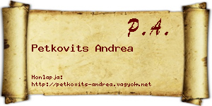 Petkovits Andrea névjegykártya